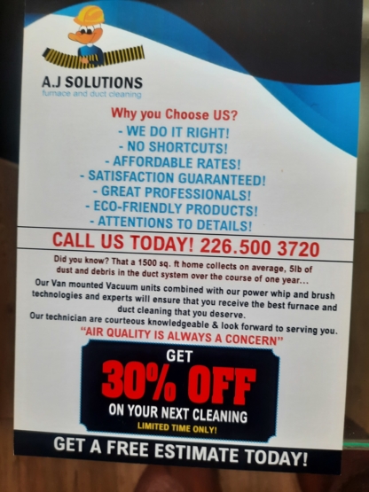 A.J Solutions - Réparation et nettoyage de fournaises