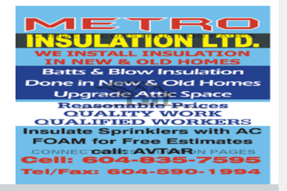 Metro Insulation Ltd - Entrepreneurs en isolation contre la chaleur et le froid