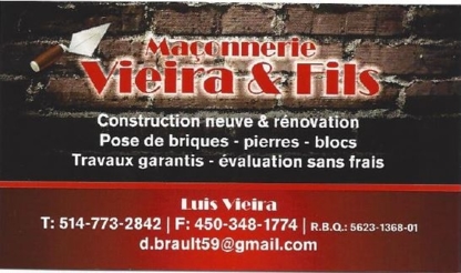 Maçonnerie Vieira & Fils - Maçons et entrepreneurs en briquetage