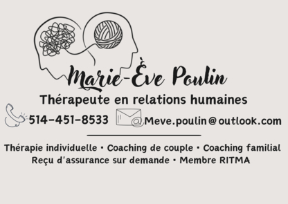Marie-Ève Poulin, Thérapeute en relations humaines - Counselling Services