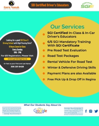Guru Nanak Driving School | SGI Certified - Driving Instruction