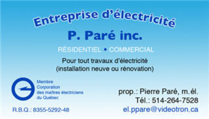 Entreprise D'Electricité P Paré - Électriciens