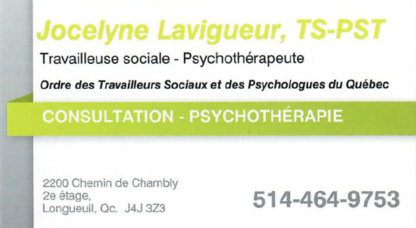 Jocelyne Lavigueur Travailleuse sociale Psychothérapeute - Psychothérapie