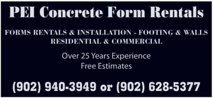 PEI Concrete Form Rentals - Concrete Forms & Accessories