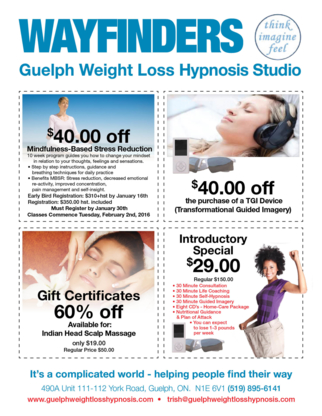 Wayfinders Guelph Weight Loss Hypnosis Studio - Massothérapeutes enregistrés