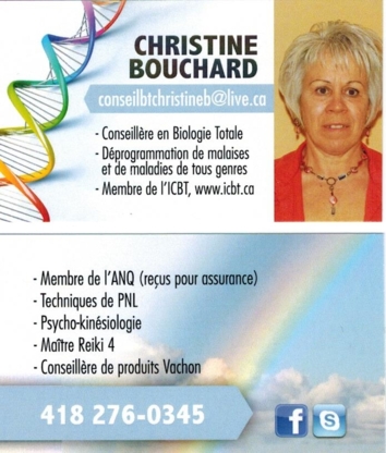 Conseillère en biologie totale Christine Bouchard - Médecines douces