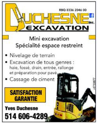 Duchesne Excavation Inc - Entrepreneurs en excavation