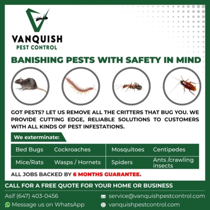 Vanquish Pest Control - Extermination et fumigation