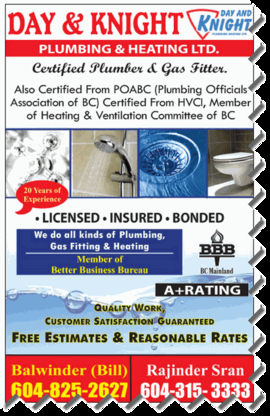Day & Knight Plumbing & Heating Ltd - Plombiers et entrepreneurs en plomberie
