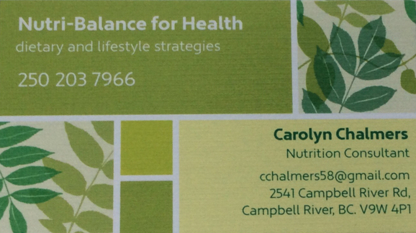 Carolyn Chalmers Nutrition Consultant - Conseillers en nutrition