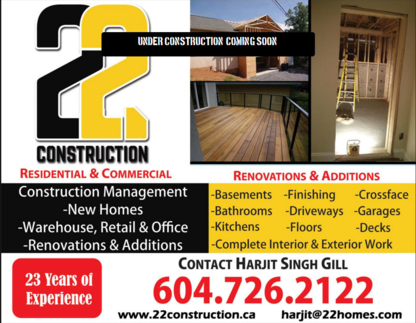 22 Construction Ltd - Rénovations