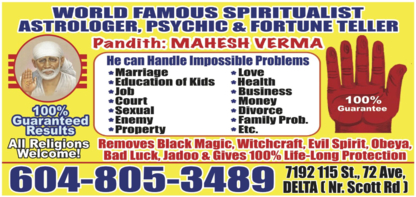Pt. Mahesh Verma - Astrologer & Psychic - Astrologues et parapsychologues