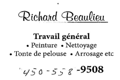 Richard Beaulieu Travail Général - Property Maintenance