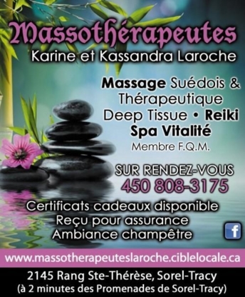 Massothérapeutes Karine et Kassandra Laroche - Massage Therapists