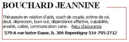 Bouchard Jeannine - Psychothérapie