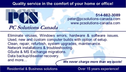 PC Solutions Canada - Réparation d'ordinateurs et entretien informatique