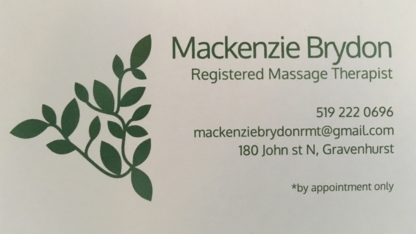 Mackenzie Brydon RMT - Massothérapeutes enregistrés