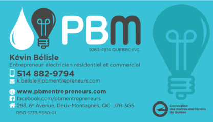 PBM Entrepreneurs Division Électrique - Electricians & Electrical Contractors
