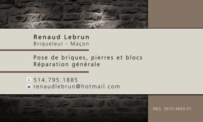 Maçonnerie Renaud Lebrun - Maçons et entrepreneurs en briquetage