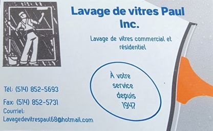 Lavage De Vitres Paul Inc - Window Cleaning Service