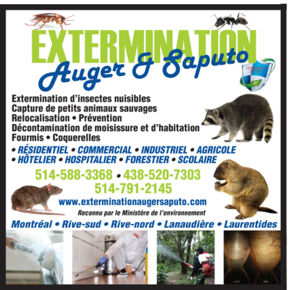 Extermination Auger & Saputo - Extermination et fumigation