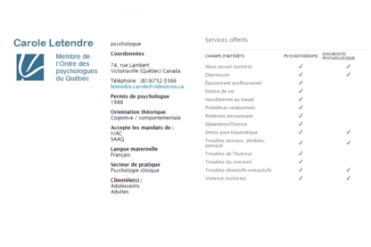 View Carole Letendre psychologue d'approche cognitive’s Warwick profile