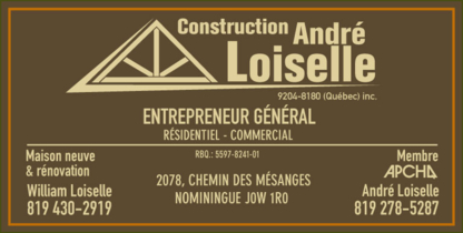 Construction André Loiselle - Entrepreneurs en construction