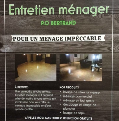 Entretien Ménager PO Bertrand - Nettoyage résidentiel, commercial et industriel
