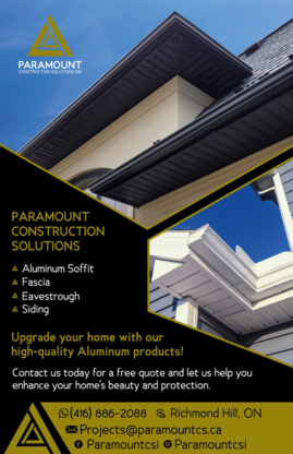 Paramount Construction Solutions - Eavestroughing & Gutters