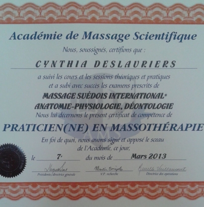 Cynthia Deslauriers Massothérapie à Votre Domicile - Massage Therapists