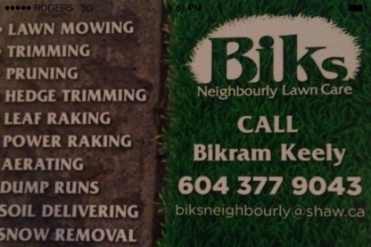 Bik's Neighbourly Lawn Care - Lawn Maintenance