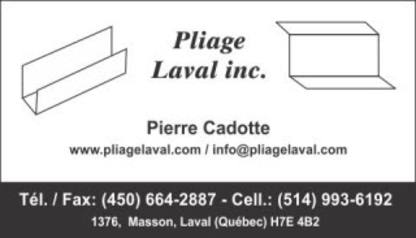 Pliage Laval - Fabricants de pièces et d'accessoires d'acier