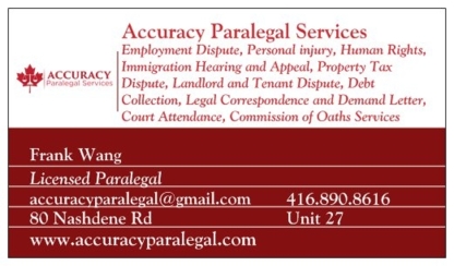 Accuracy Paralegal Services - Information et soutien juridiques