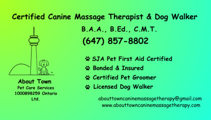 About Town Dog Walking & Pet Care Services - Services pour animaux de compagnie