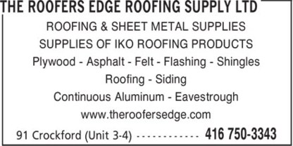 Roofers Edge Roofing Supply Ltd - Fournitures et matériaux de toiture