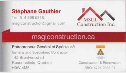 MSGL Construction Inc - Entrepreneurs généraux