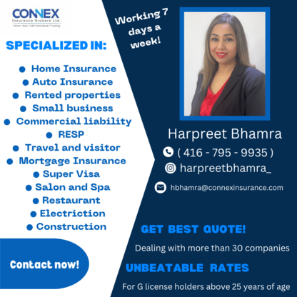 View Harpreet Bhamra Connex Insurance’s Port Credit profile