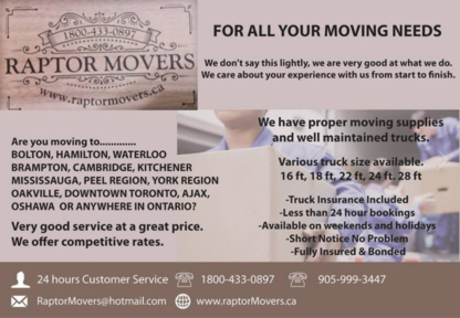 Raptor Movers Inc - Moving Services & Storage Facilities