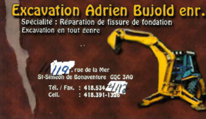 Excavation Adrien Bujold Enr - Entrepreneurs en excavation