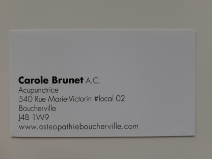 Acupuncture Carole Brunet, chez Clinique d'Ostéopathie de Boucherville - Acupuncturists