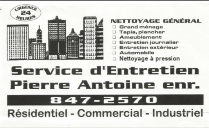 Service d'Entretien Pierre Antoine Enr. - Nettoyage résidentiel, commercial et industriel