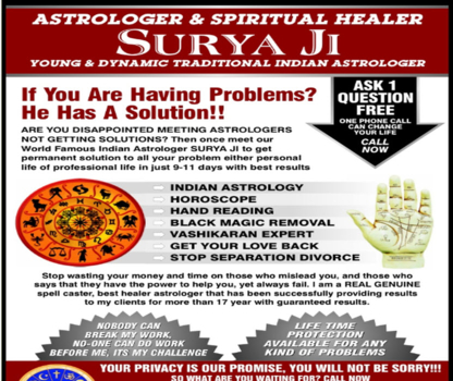 Astrologer & Spiritual Healer - Surya'ji - Astrologues et parapsychologues