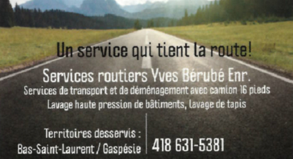 Service Routier Yves Bérubé et Vitre-O-Net Bérubé - Lavage de vitres