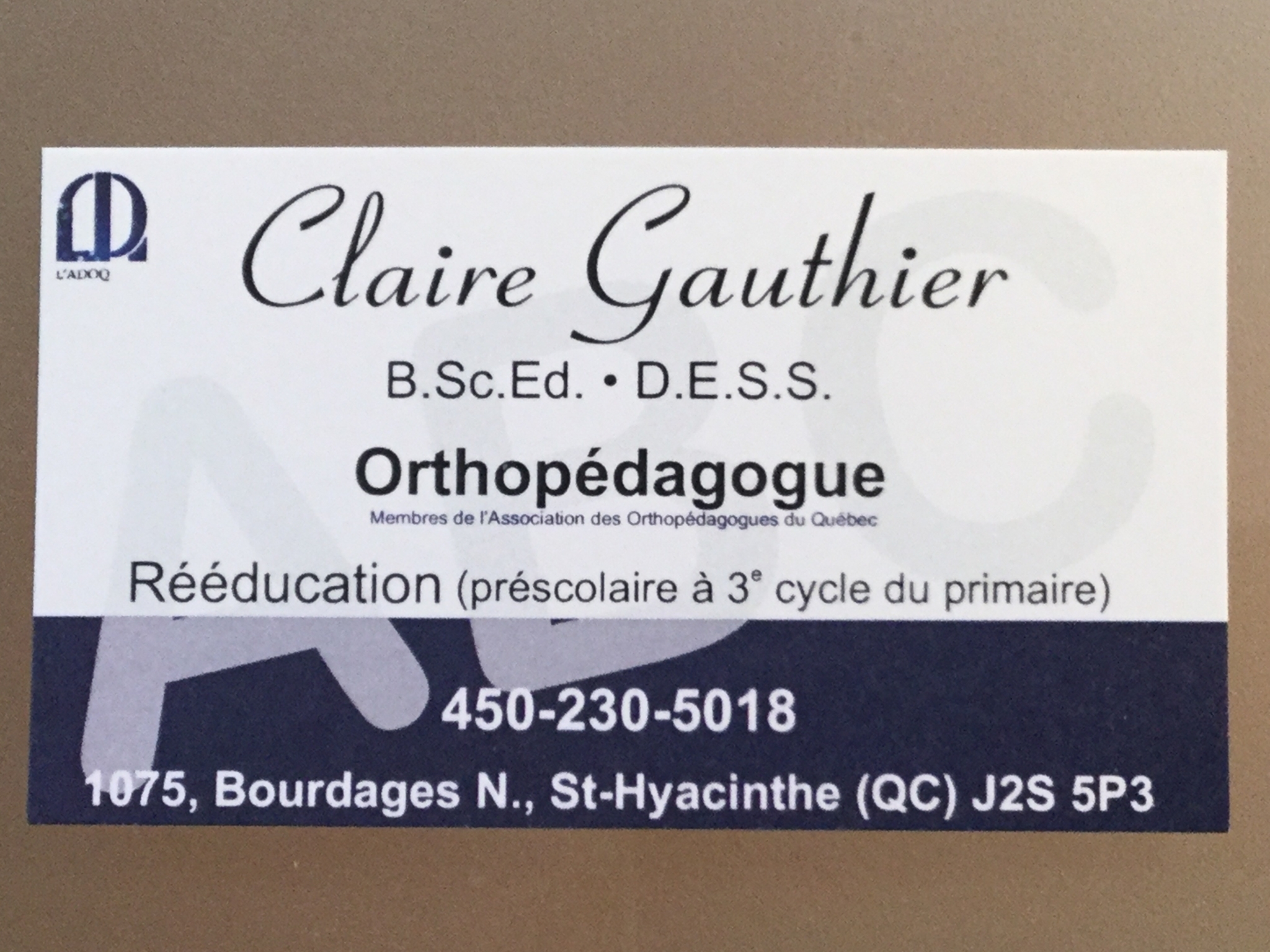Voir le profil de Orthopédagogue - Claire Gauthier - Roxton Pond