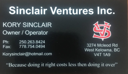 Sinclair Ventures Inc. - Soudage