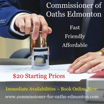 Commissioner of Oaths Edmonton - $20 Starting Prices - Commissaires à l'assermentation