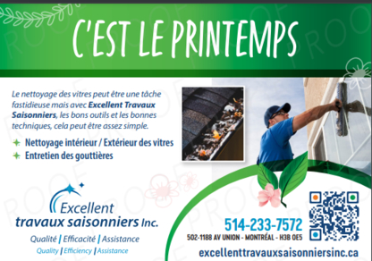 View Excellent travaux saisonniers Inc’s Côte-Saint-Luc profile