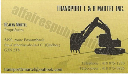 Transport L et R Martel Inc - Entrepreneurs en excavation