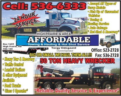 High Prairie Affordable Towing & Hauling & Hot Shot & Recovery Services Ltd - Remorquage de véhicules