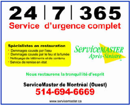 ServiceMaster De Montréal Ouest - Water Damage Restoration